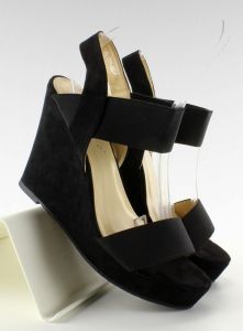 Sandałki na koturnie zamsz FL-001-SC-1 Black