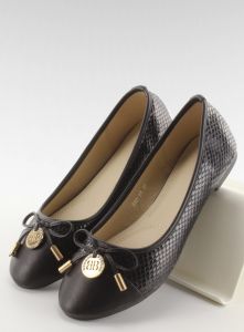 Baleriny z wężową fakturą 880-98 Black