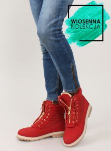 Ażurowe balmanki złoty suwak R103 Red