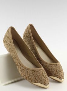Baleriny z koronką 20-217 khaki