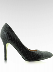 Klasyczne szpilki złota podeszwa 200-106-1 czarne-snake