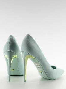 Zamszowe szpilki złoty obcas LE-08P Baby Blue