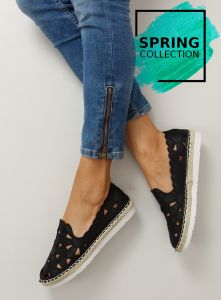 Ażurowe baleriny espadryle Lt68 BLACK