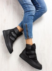 Ocieplane sneakersy z paskami GF-BK-4  BLACK