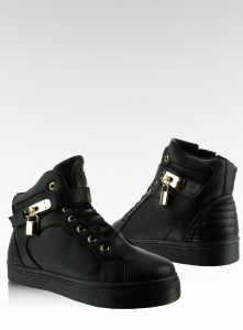Sneakers ze złotą kłódką 1308 czarne