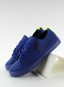 Trampki z neonowym paskiem D03 Ciemny niebieski