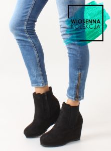 Zamszowe sztyblety na koturnie ZY9106  Black