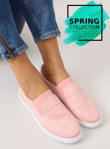 Zamszowe slipony z guma BL91P PINK