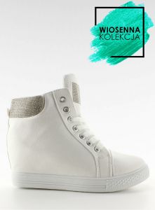 Płócienne trampki na koturnie 51153-y White