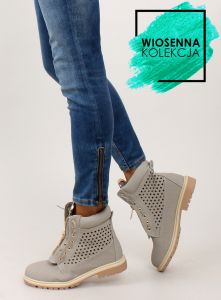 Ażurowe balmanki złoty suwak R103 Grey