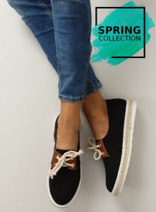 Mokasyny espadryle płótno G153 BLACK