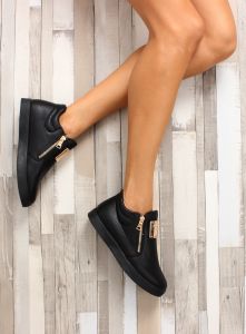 Trampki Zanotki złote suwaki 881-1 Black
