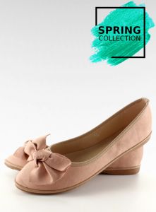Zamszowe balerinki z kokardką SK26 Pink