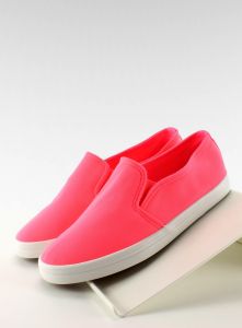 Trampki slip-on materiałowe 1-98 Różowe