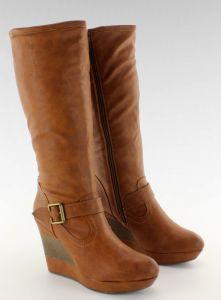 Kozaki koturn dzielony obcas 888-57 CAMEL