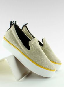 Opalizujące slip-on z paskiem na pięcie W-3004 Gold