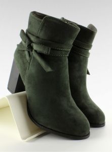 Botki na szerokim obcasie z kokardką M115 Green