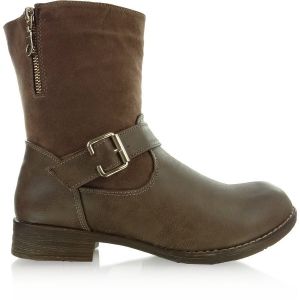 Botki  zamszowo-licowe W57 Khaki