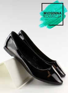 Gładkie lakierowane balerinki C30 Black