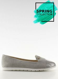 Zamszowe balerinki lordsy T240 Grey