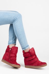 CZERWONE SNEAKERSY NA KOTURNIE