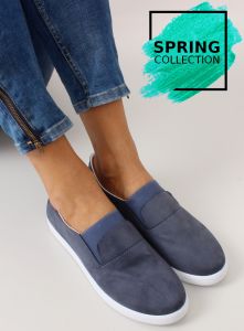 Zamszowe slipony z guma BL91P NAVY