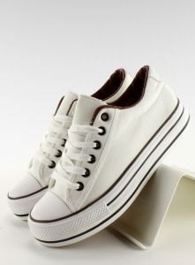 Trampki z licowym wykończeniem BL41P White