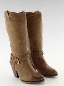 Kozaki kowbojki obcas Z6286 KHAKI