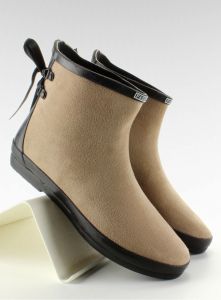 Krótkie kalosze z zamszem 89-51 Beige