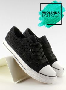 Koronkowe trampki damskie NB89P Black