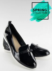 Lakierowane mokasyny lordsy W-107 BLACK