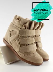 Sneakers zamsz z poduszeczką 6039 Beige