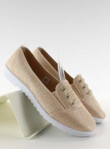 Urocze tenisówki  sznurowane noski QF05P Beige
