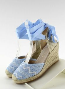 Espadryle na koturnie wiązane wstążką 7012 Blue