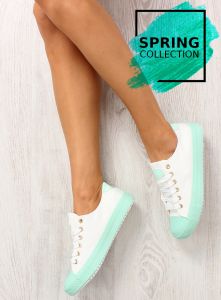 Trampki na kolorowej gumie W-3051 White / Green