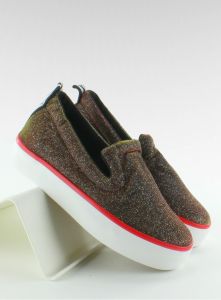 Opalizujące slip-on z paskiem na pięcie W-3004 Czerwone
