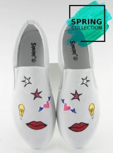 Slipony z naszywkami JX41P WHITE