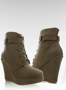 Botki wedges GX154 KHAKI
