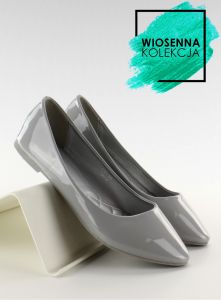 Gładkie lakierowane balerinki C30 Grey