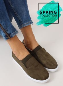 Zamszowe slipony z guma BL91P GREEN