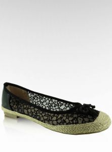 Baleriny espadryle koronkowe L99163 Czarne