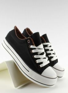 Trampki z licowym wykończeniem BL41P Black