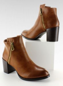 Botki na szerokim obcasie G389 Camel