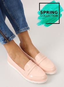 Lakierowane mokasyny pastelowe T243P Pink