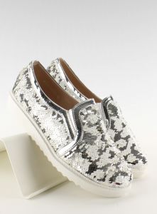 Eleganckie slip-on rybia łuska WW01P Srebrny