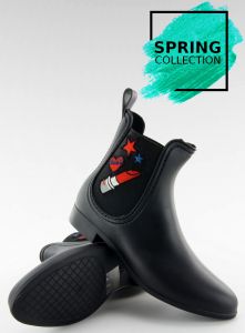 Kalosze damskie z naszywkami MAT D42 BLACK
