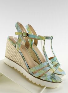 Sandałki espadryle biała podeszwa SL53P Green