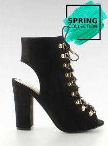Czółenka sznurowane open toe JZ-11P Black