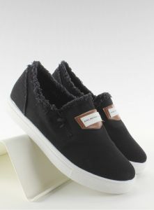 Jeansowe slip-on z naszywką NB22 Czarny