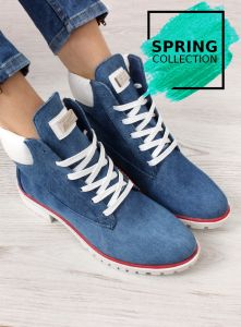 Traperki na białej podeszwie 1169 Blue